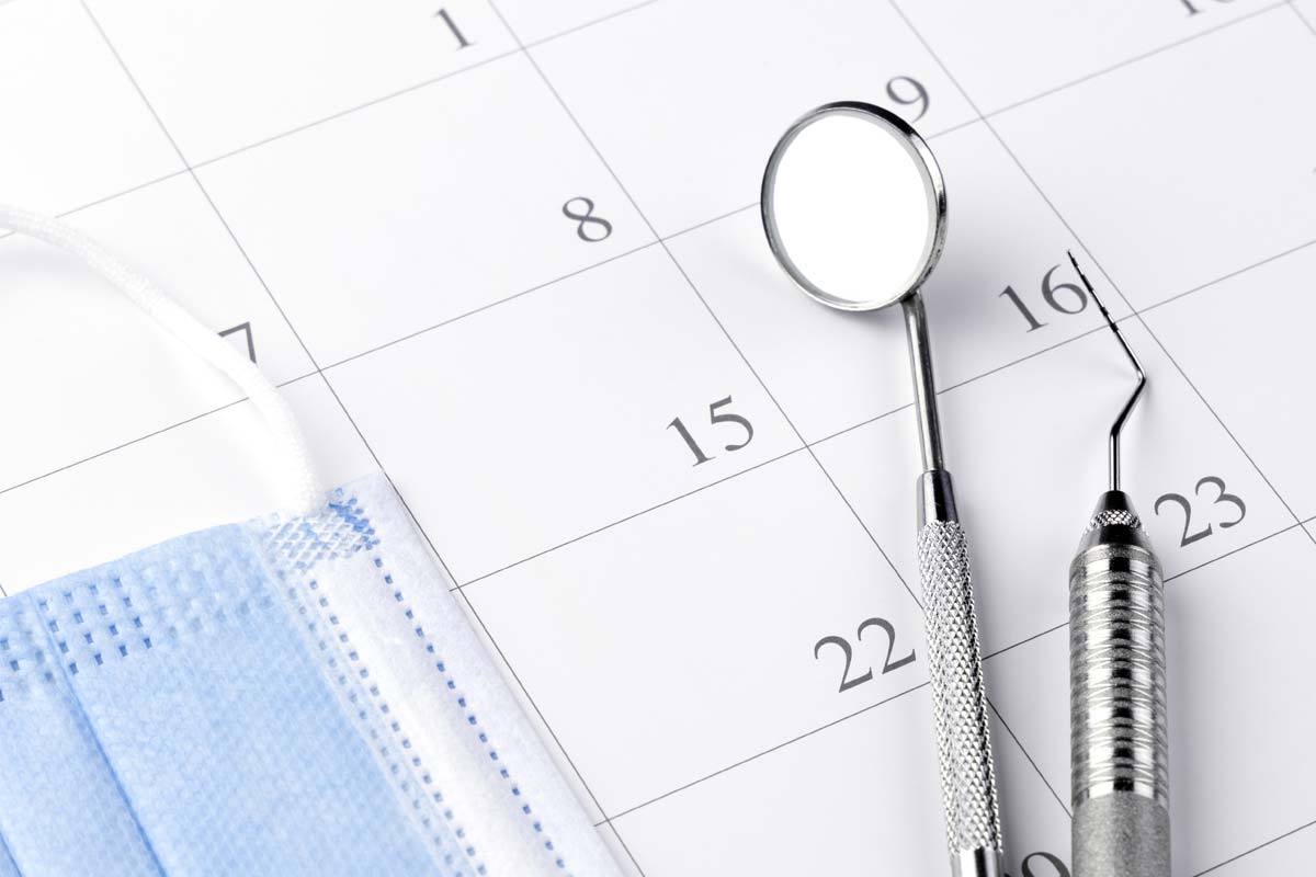calendar with dental equipment on it showing saturday dental appointments