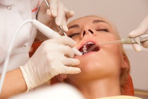 woman getting dental fillings